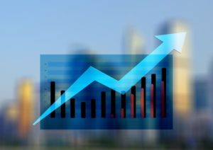 Stats with progressive line, marking growth.
