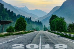 Road with 2019 drawn on it.