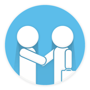 Icon of two people shaking hands.