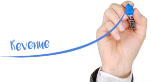 Hand drawing a sclaing line in revenue.