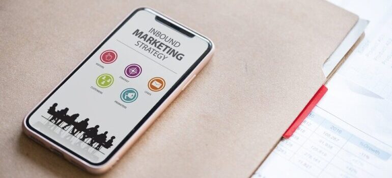 Phone with different marketing activities.