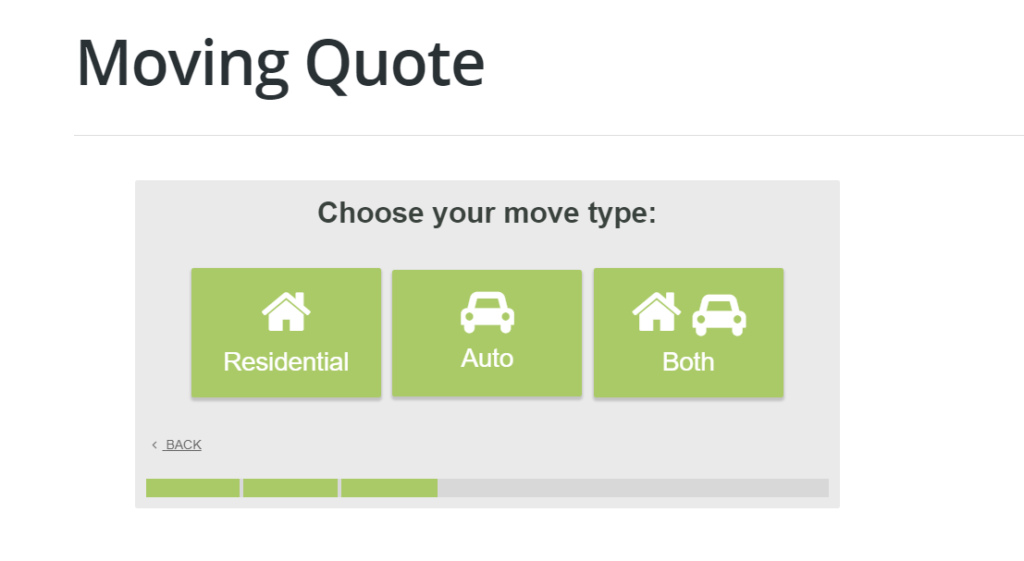 International Van Lines form - 3rd step