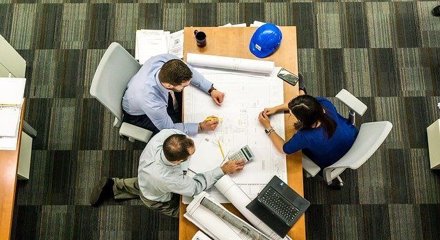 Top view of people having a business meeting.