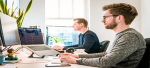 People working in customer support.