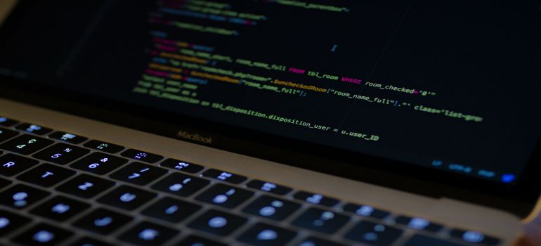Website code on a black background.