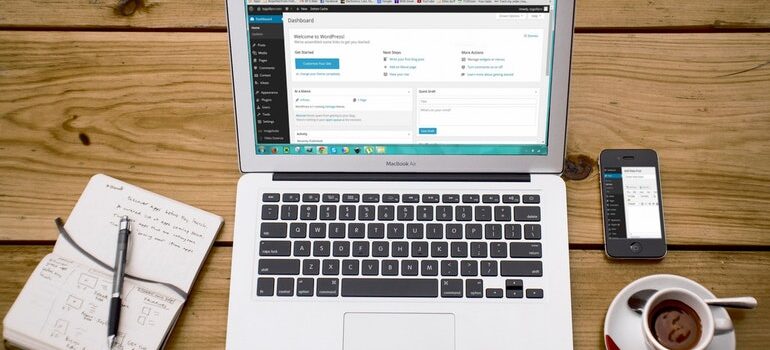 Laptop open to WordPress dashboard.