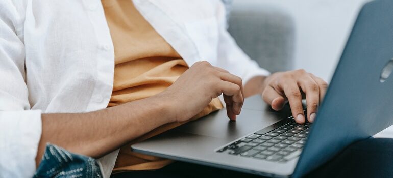 Person reading their emails.